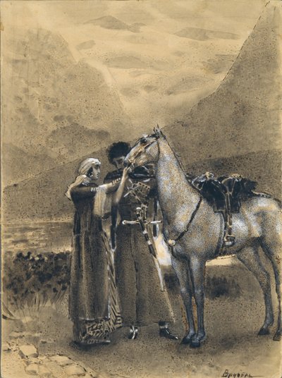 Afsked med Zara med Ismail. Illustration til digtet Ismail Bey af Mikhail Lermontov, 1890-1891 af Mikhail Aleksandrovich Vrubel