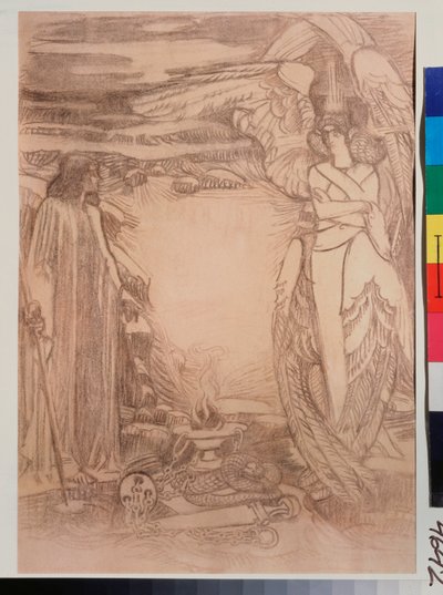 Illustration pour le poeme Prophete de Alexandre Pouchkine (1799-1837) (illustration til digtet Prophet af A Pushkin) - Tegning af Mikhail Alexandrovich Vrubel (Vrubel) (1856-1910), sangvinsk på papir af Mikhail Aleksandrovich Vrubel