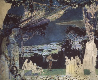 Italien. Nat i Napoli. Gardindesign til den private russiske opera, 1891 af Mikhail Aleksandrovich Vrubel