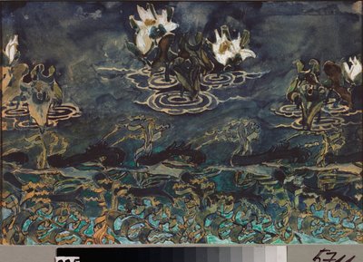 Nenuphars (nympheas) (Vandlillier) - Mikhail Alexandrovich Vrubels (Vrubel) værk (1856-1910), akvarel og gouache på papir, russisk kunst fra det 19.-20. århundrede, art nouveau - Statsmuseet Abramtsevo Estate, Moskva af Mikhail Aleksandrovich Vrubel