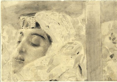 Tamara i kisten. Illustration til digtet Dæmonen af Mikhail Lermontov, 1890-1891 af Mikhail Aleksandrovich Vrubel