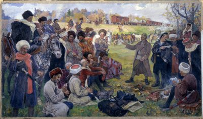 De bolsjevikiske agitatorer i general Kornilovs vilde opdeling nær Gatchina i august 1917 af Mikhail Ivanovich Avilov