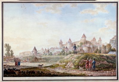 Udsigt over fæstningen Tighina ved Bendery i Moldavien - Akvarel på papir af Mikhail Matveevich Ivanov (1758-1823) af Mikhail Matveevich Ivanov
