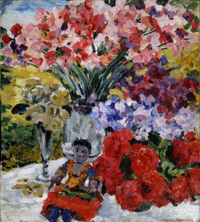 Blomster og en dukke, 1916 af Mikhail Nikolayevich Yakovlev