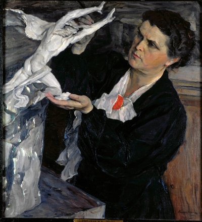 Portræt af billedhuggeren Vera Mukhina (Mukhina) (1889-1953). Maleri af Mikhail Vasylievich Nesterov (1862-1942), olie på lærred af Mikhail Vasilievich Nesterov