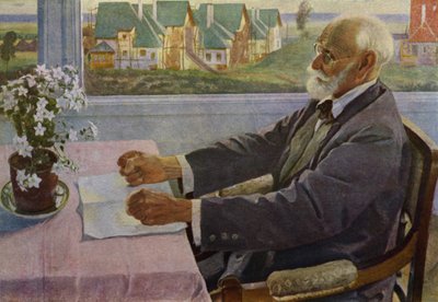 Portræt af den russiske fysiolog Ivan Pavlov (farve litho) af Mikhail Vasilievich Nesterov