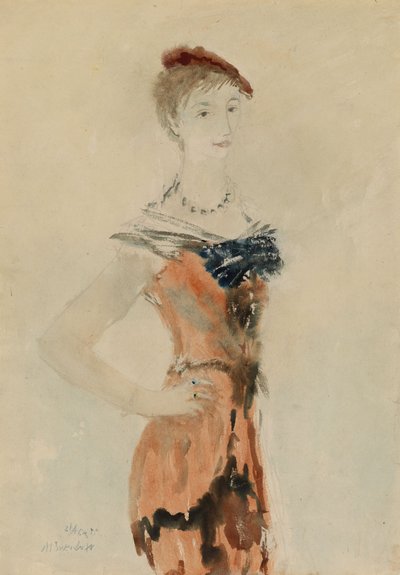 Dame med en rød baret, 1935 af Mikhail Xenofontovich Sokolov