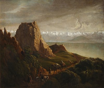 Kaukasisk landskab med kameler, 1837-1838 af Mikhail Yuryevich Lermontov