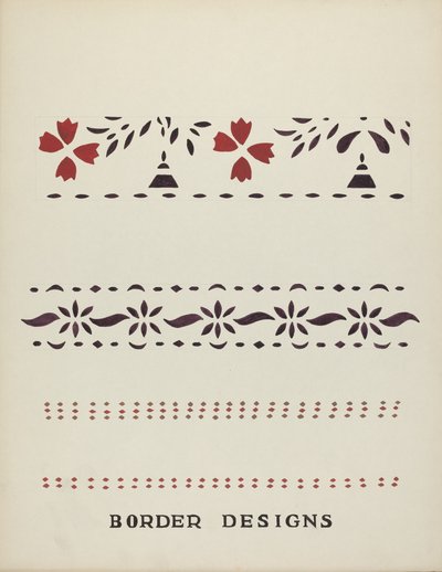 Kantdesign fra den foreslåede portefølje "Maine Wall Stencils" af Mildred E. Bent