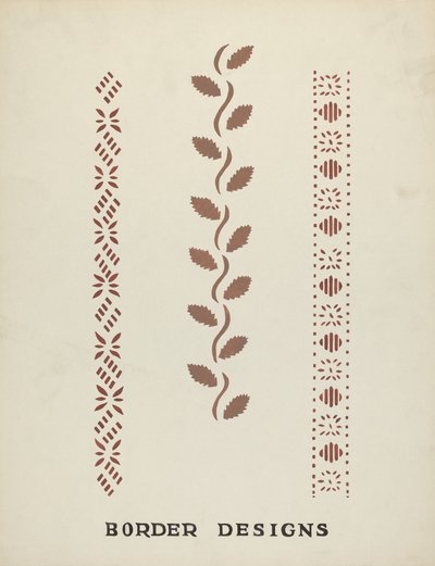 Kantdesign fra den foreslåede portefølje "Maine Wall Stencils" af Mildred E. Bent