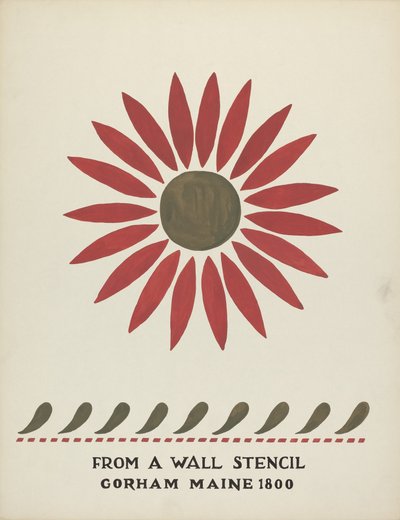 Design fra Gorham, Maine 1800: fra den foreslåede portefølje "Maine Wall Stencils" af Mildred E. Bent