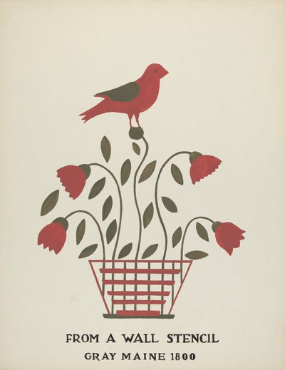 Design fra Gray, Maine 1800 (nr. 2): Fra foreslået portefølje "Maine Wall Stencils" af Mildred E. Bent