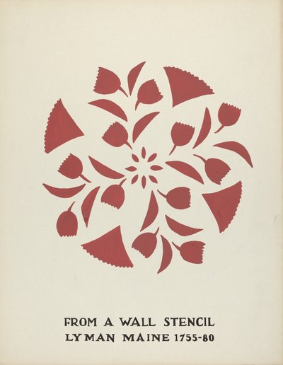 Design fra Lyman, Maine 1755-1780: Fra den foreslåede portefølje "Maine Wall Stencils" af Mildred E. Bent