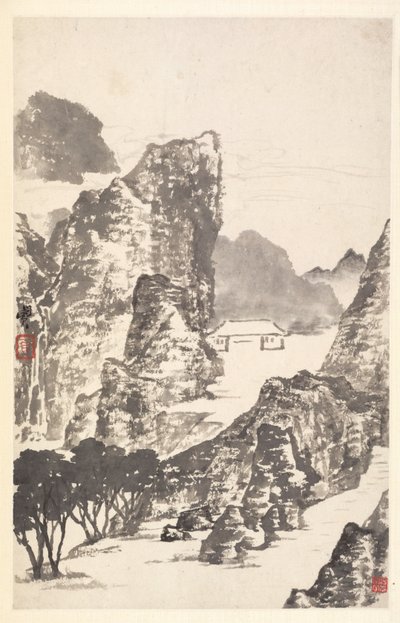 Landskab efter Mi Fu, 1788. af Min Zhen