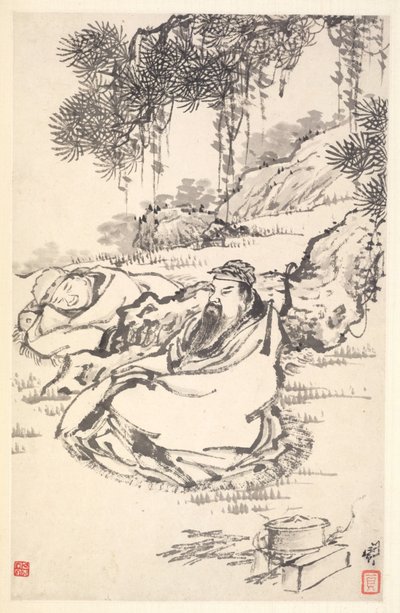 Lu Tong og tjener, 1788. af Min Zhen