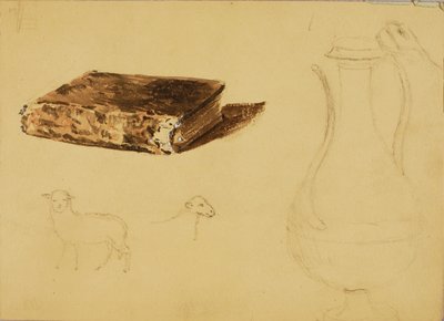 (Får, vase, bog) Studier af Miner Kilbourne Kellogg