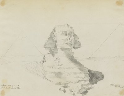 Sfinksen med pyramiderne i Ghizeh, Egypten af Miner Kilbourne Kellogg