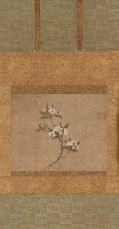 En gren af pæreblomster (blæk og farve på papir) af Ming Dynasty Chinese School
