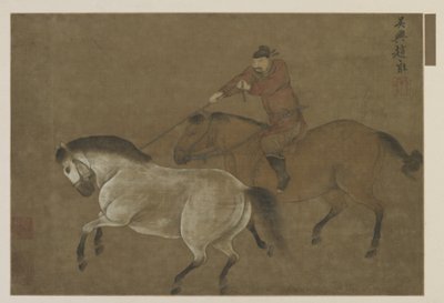 En rytter, der lasser en hest af Ming Dynasty Chinese School