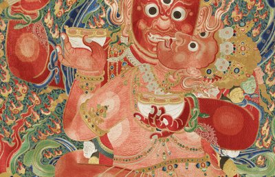 Detalje af kejserlig broderet silke-thangka af Ming Dynasty Chinese School