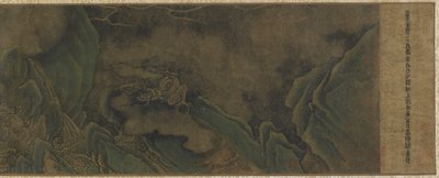 Drager i skyer og vand (blæk og farve på papir) af Ming Dynasty Chinese School