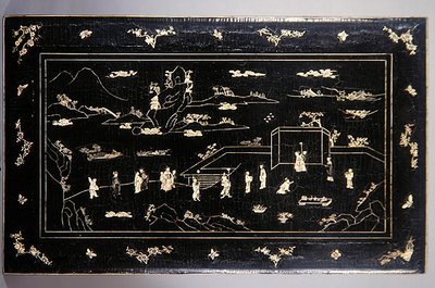 Kang bordplade (indsat lakeret træ med ben) (se også 272139) af Ming Dynasty Chinese School