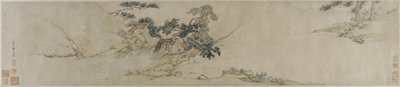 At spille citer under et fyrretræ, slutningen af det 16.-begyndelsen af det 17. århundrede (blæk og farve på papir) af Ming Dynasty Chinese School