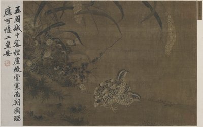 Vagtel og hirse af Ming Dynasty Chinese School