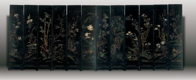 Tolv-panel coromandel skærm, Weiping af Ming Dynasty Chinese School