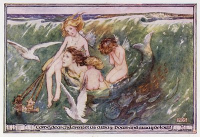 Den forladte havmand. Matthew Arnold (farve litho) af Minnie Didbin Spooner