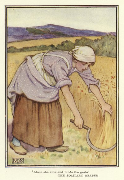 The Solitary Reaper (farve litho) af Minnie Didbin Spooner