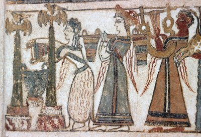 Detalje, fresko på sarkofag fra Hagia Triada af Minoan