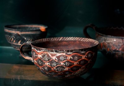 Minoisk kunst: keramisk kop fra Kamares (Kreta) perioden protopalatiale (2100 til 1650 f.Kr.), fra Cnossos. Heraklion, Arkæologisk Museum af Minoan