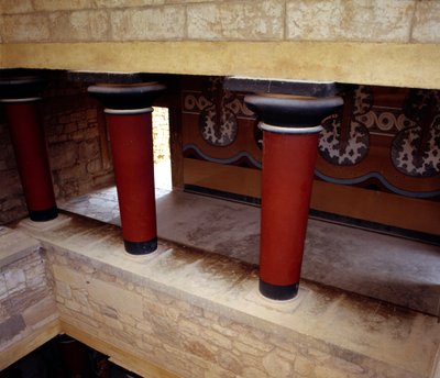 Græsk kunst: den store trappe i Knossos-paladset, Grækenland. af Minoan
