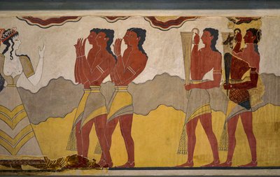 Rekonstruktion af processionsfresken af Minoan