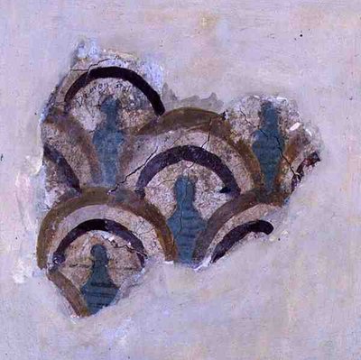 Spiralbånd og blomster fra Knossos, Kreta, ca. 1500 f.Kr. (fresko) af Minoan