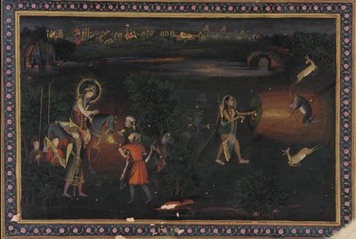 Hjortejagt om natten, 1700-tallet. af Mir Kalan Khan