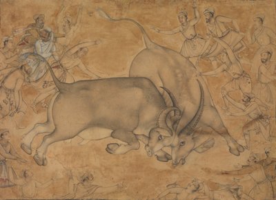 Buffaloes in Combat, slutningen af det 16. århundrede. af Miskin.