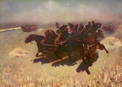 Tachanka (farvelitografi) af Mitrofan Borisovic Grekov