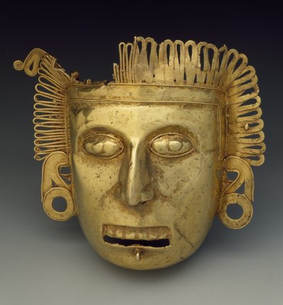 Pectoral maskette, sen postklassisk periode, ca. 1350-1521 (guld) af Mixtec Mixtec