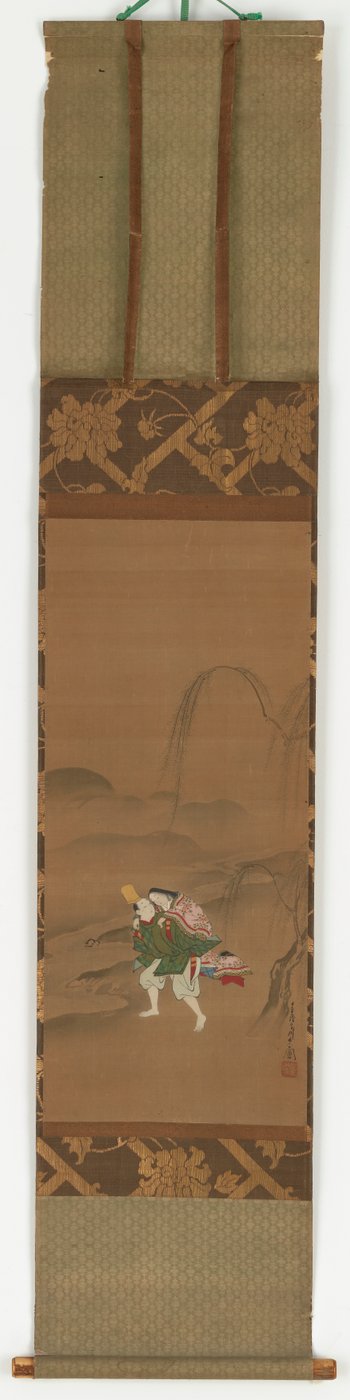 Ariwara Narihira bærer sin elsker, 1683-1752. af Miyagawa Chōshun
