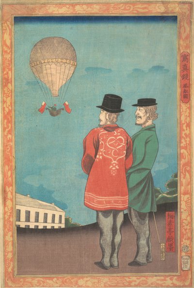 Billede af en ballon, 1860. af Miyagi Gengyo
