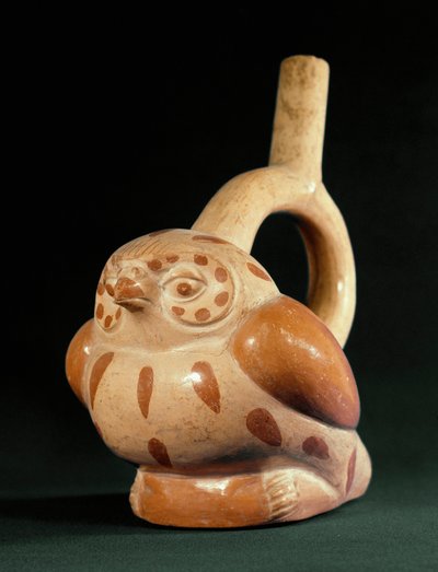 Før colombiansk kunst, Mochica-kultur (grim): terracottavase i form af en ugle. 100 f.Kr.-800 e.Kr. Lima, Nationalmuseet for antropologi og arkæologi, Peru af Moche Moche