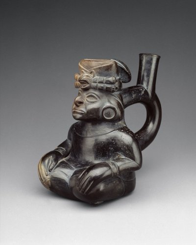 Siddende figurflaske, 2.–5. århundrede (keramik) af Moche Moche