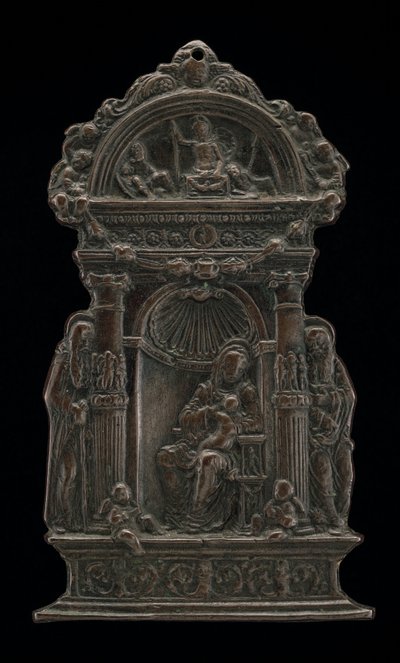 Madonna og barn på tronen med Saint Anthony Abbed og Saint Hieronymus, 1490. af Moderno