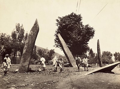 Opbygning af et imperium i den fascistiske tidsalder: stedet, hvor Obelisken i Axum engang stod, nu overført til Rom, 09/05/1936 (s/h foto) af Modestino Baldinetti