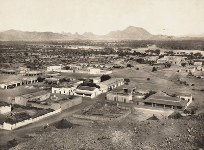 Opbygning af et imperium i den fascistiske tidsalder: udsigt over Agordat, 09/05/1936 (s/h foto) af Modestino Baldinetti