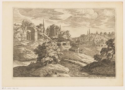 Landskab med ruiner og hjorte Landskaber efter Titian (serietitel) af Moise Jean Baptiste Fouard