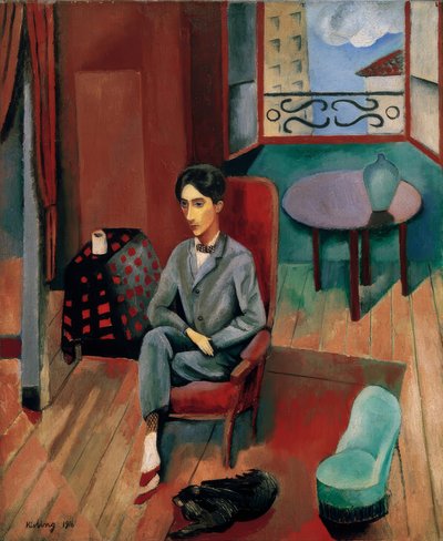 Jean Cocteau sidder i sit atelier af Moise Kisling