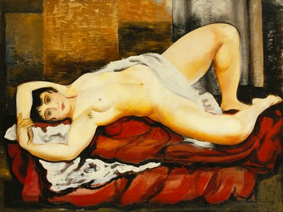 Nøgen i hvidt lagen; Nu Couche au Drap Blanc af Moise Kisling